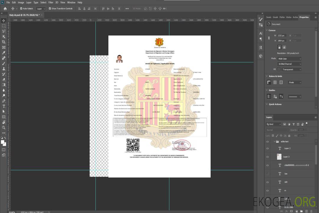 Visa électronique pour Andorre en modèle Word et PDF template